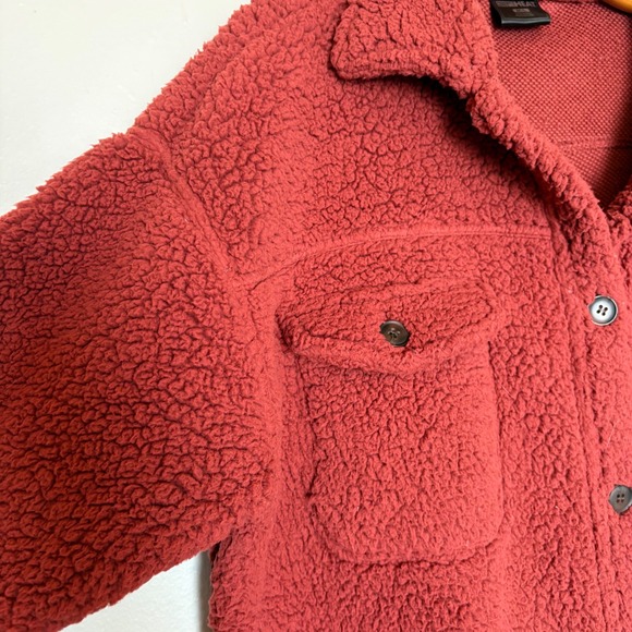 32 Degrees Heat Medium/Large M/L Rust Color Sherpa Fleece Button Up Shirt Jacket - Picture 3 of 9